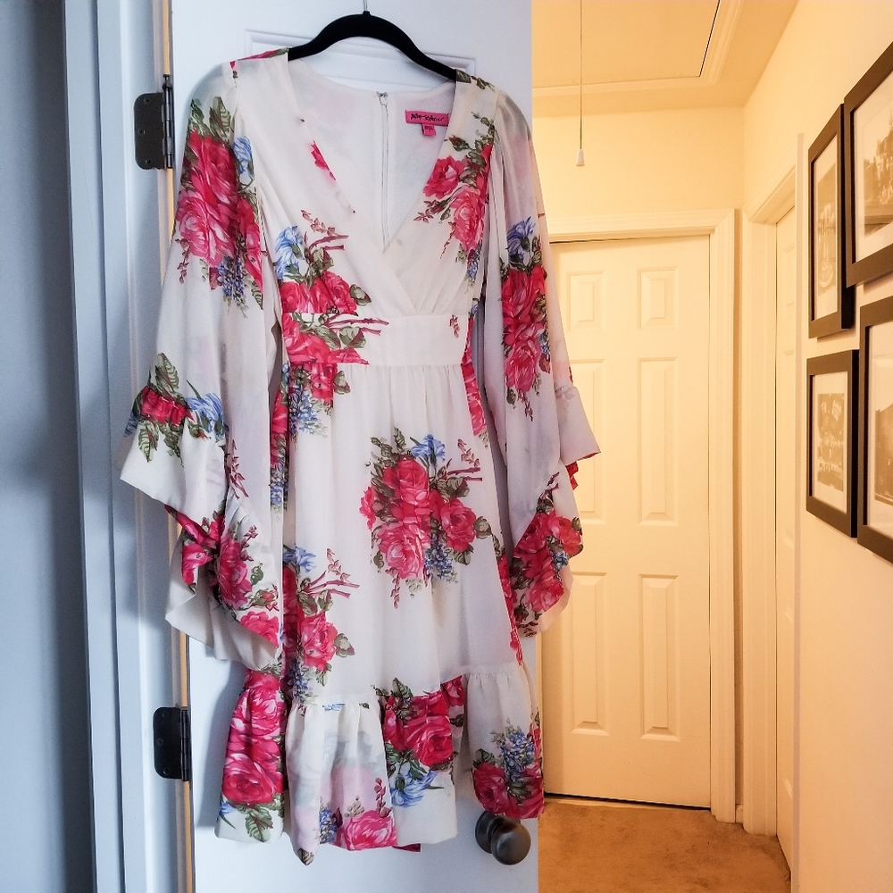 Betsey Johnson bell sleeve floral mini dress